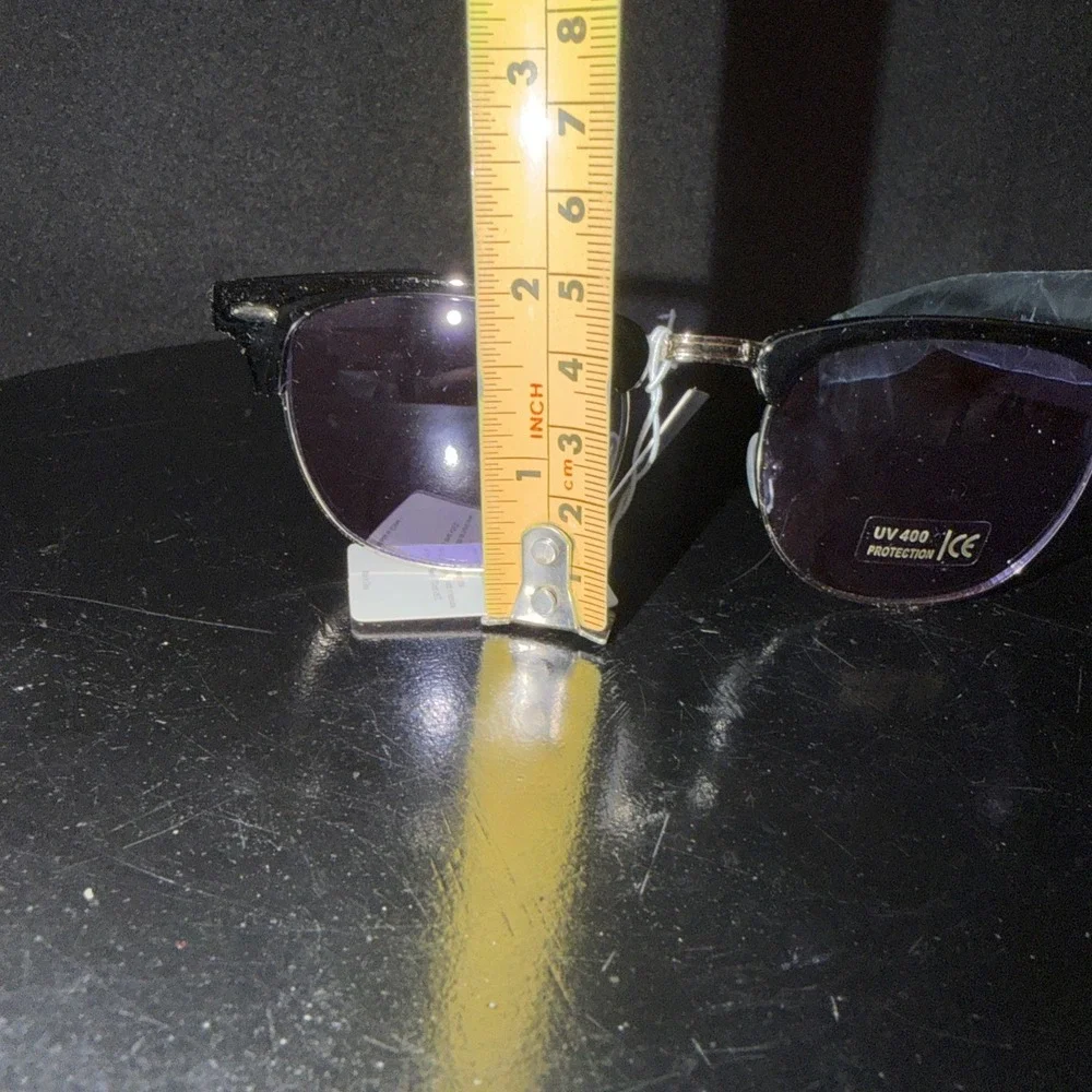 OWL Half Frame Sunglasses /Black Silver Frame /Black Lens. UV400